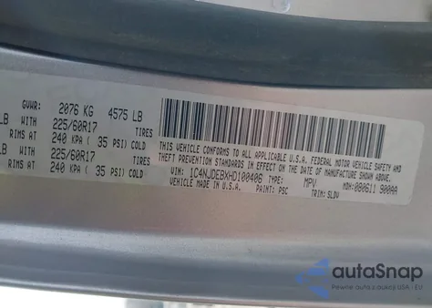 2017 Jeep Compass High Altitude 4X4 z USA, uszkodzony, nr VIN 1C4NJDEBXHD100406